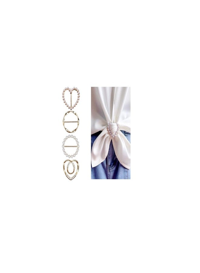 Decixde 4PCS Scarf Ring Clip Shirt Clip T-Shirt Ties Clips Clothes Corner Knotted Button for Women (Gold) - Image 1